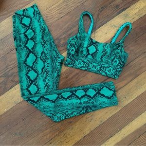 Green Snakeskin Beach Riot Workout Set